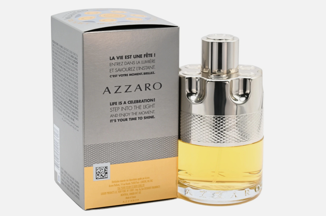 Azzaro Wanted EDT box side view with quote