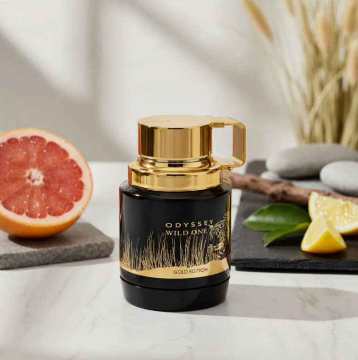 Armaf Odyssey Wild One Gold Edition lifestyle with citrus