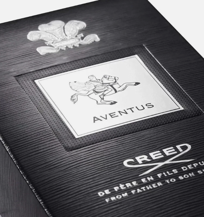 Creed Aventus box close up detail